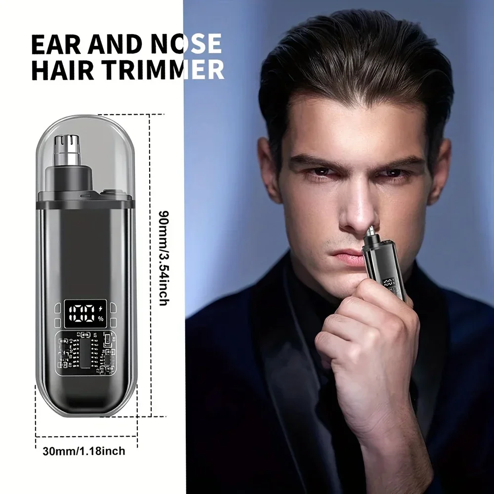 Mens Grooming Kit Bag - USB-C Wiederaufladbarer Nasen- und Ohrhaartrimmer für